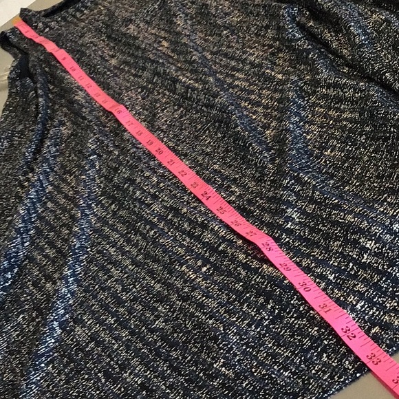 Petite, Swingy A line dress.  sleeveless Navy blue with metallic shimmer. - Picture 5 of 7